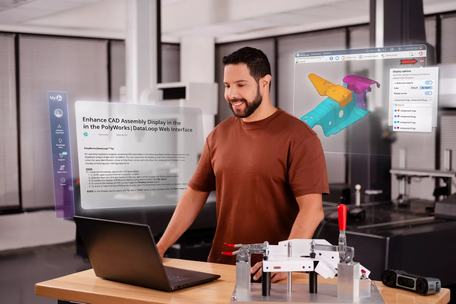 A PolyWorks user accessing MyPolyWorks Knowledge Base resources through the MasterKey by PolyWorks program.