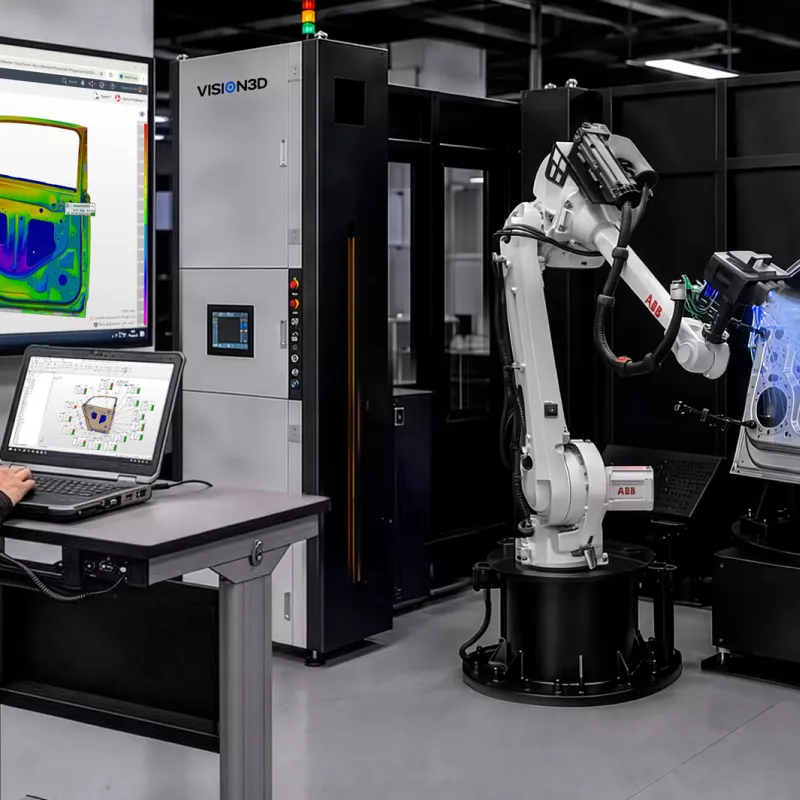 VISION3D's automated blue-light measuring stations and handheld laser scanners are compatible with PolyWorks|Inspector.