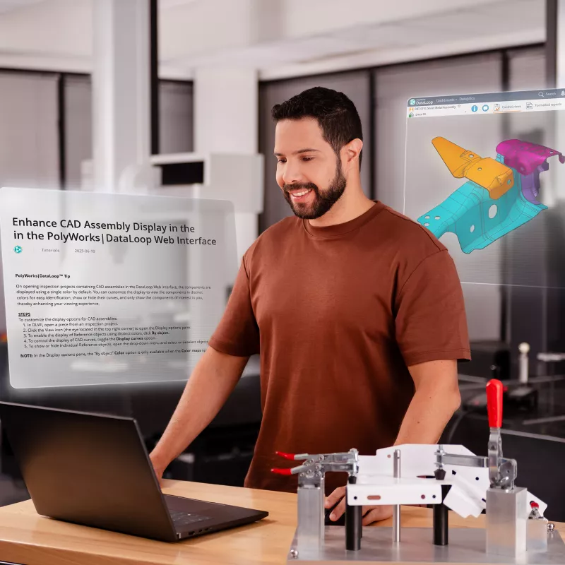 A PolyWorks user accessing MyPolyWorks Knowledge Base resources through the MasterKey by PolyWorks program.
