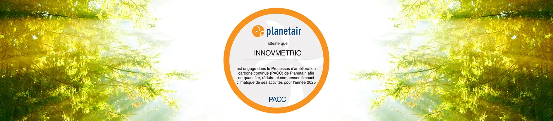 Planetair-Zertifizierung für den kontinuierlichen Prozess der Verbesserung der Kohlenstoffbilanz (CCIP) von InnovMetric.