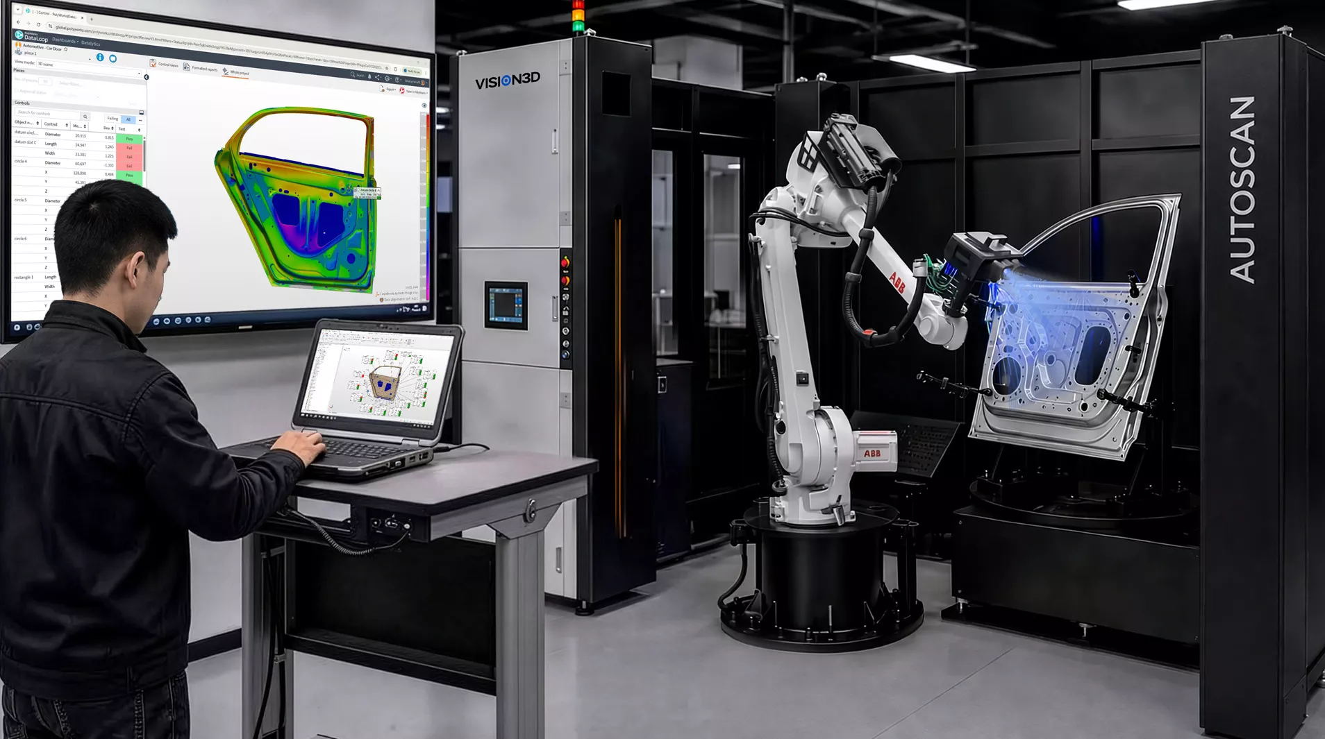 Automatizované stanice pro měření modrého světla a ruční laserové skenery VISION3D jsou kompatibilní s PolyWorks|Inspector.